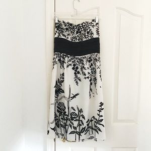 Tracy Reese Black & White Print Strapless Dress